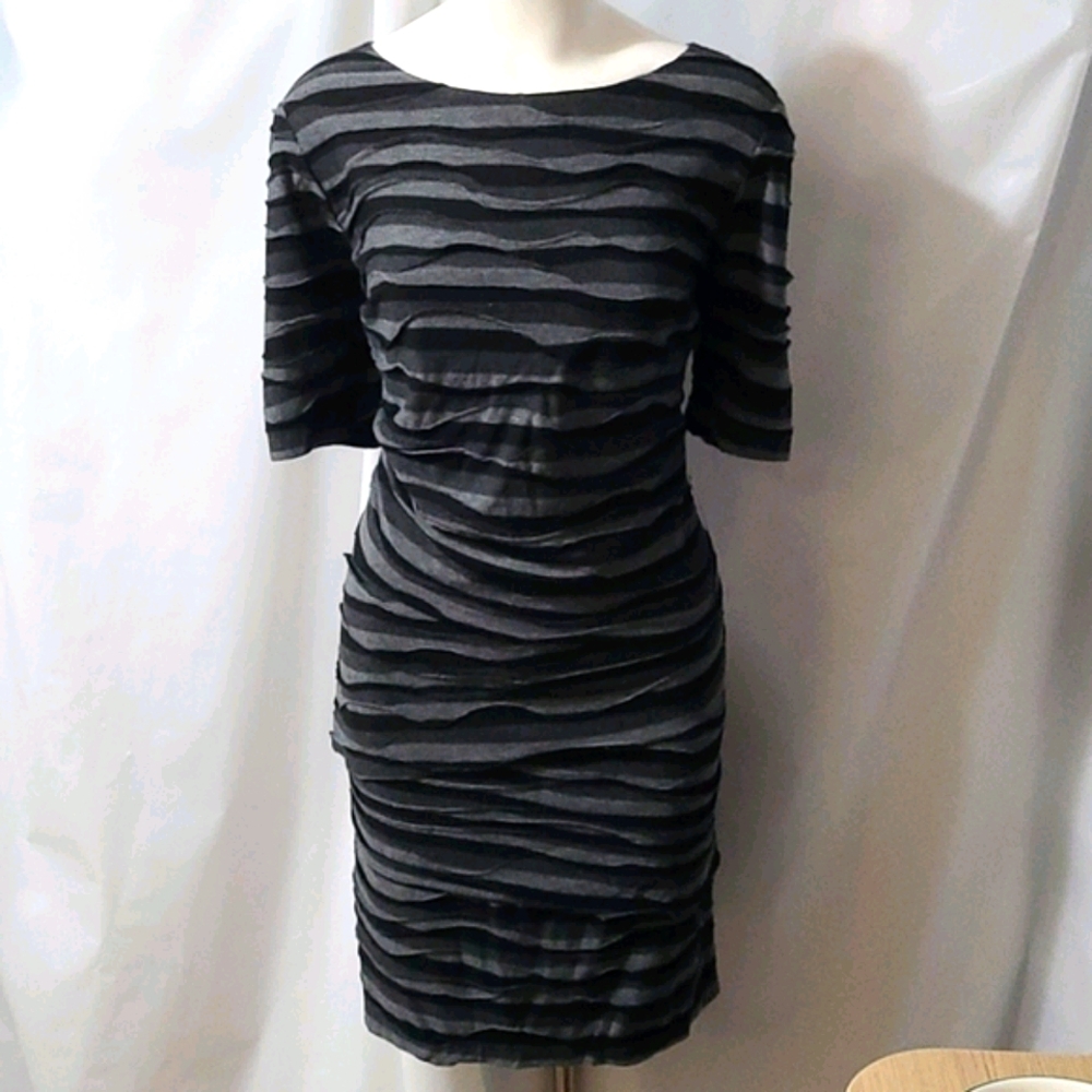 Dressbarn Textured Stripe Short Sleeve Dress